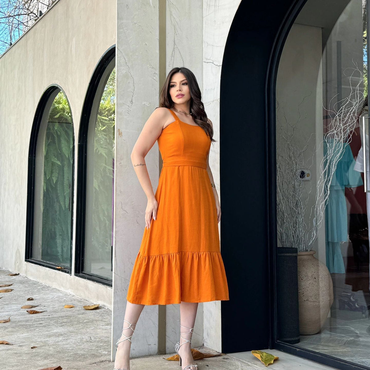 Vestido Flor Orange